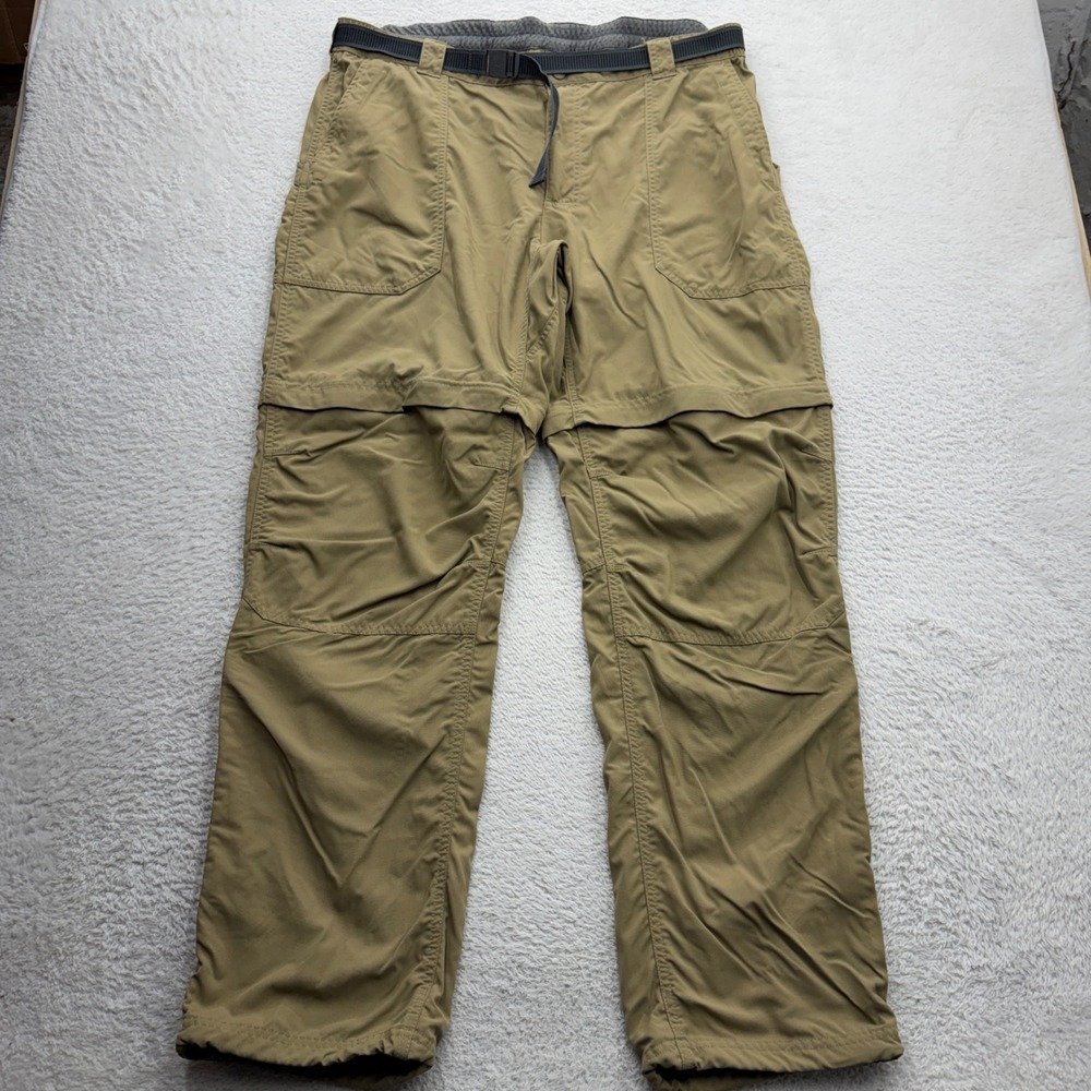 LL Bean Mens XL Tall Convertible Hiking Pants Tan‎ Khaki Nylon Zip Off 288089